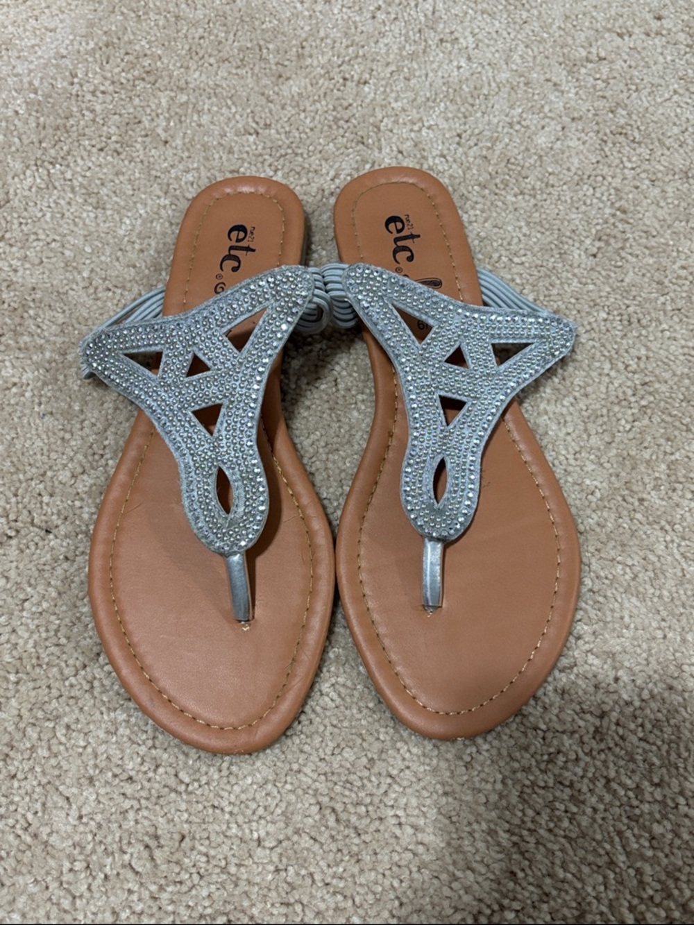 Rue 21 Silver Embellished Thong Sandals